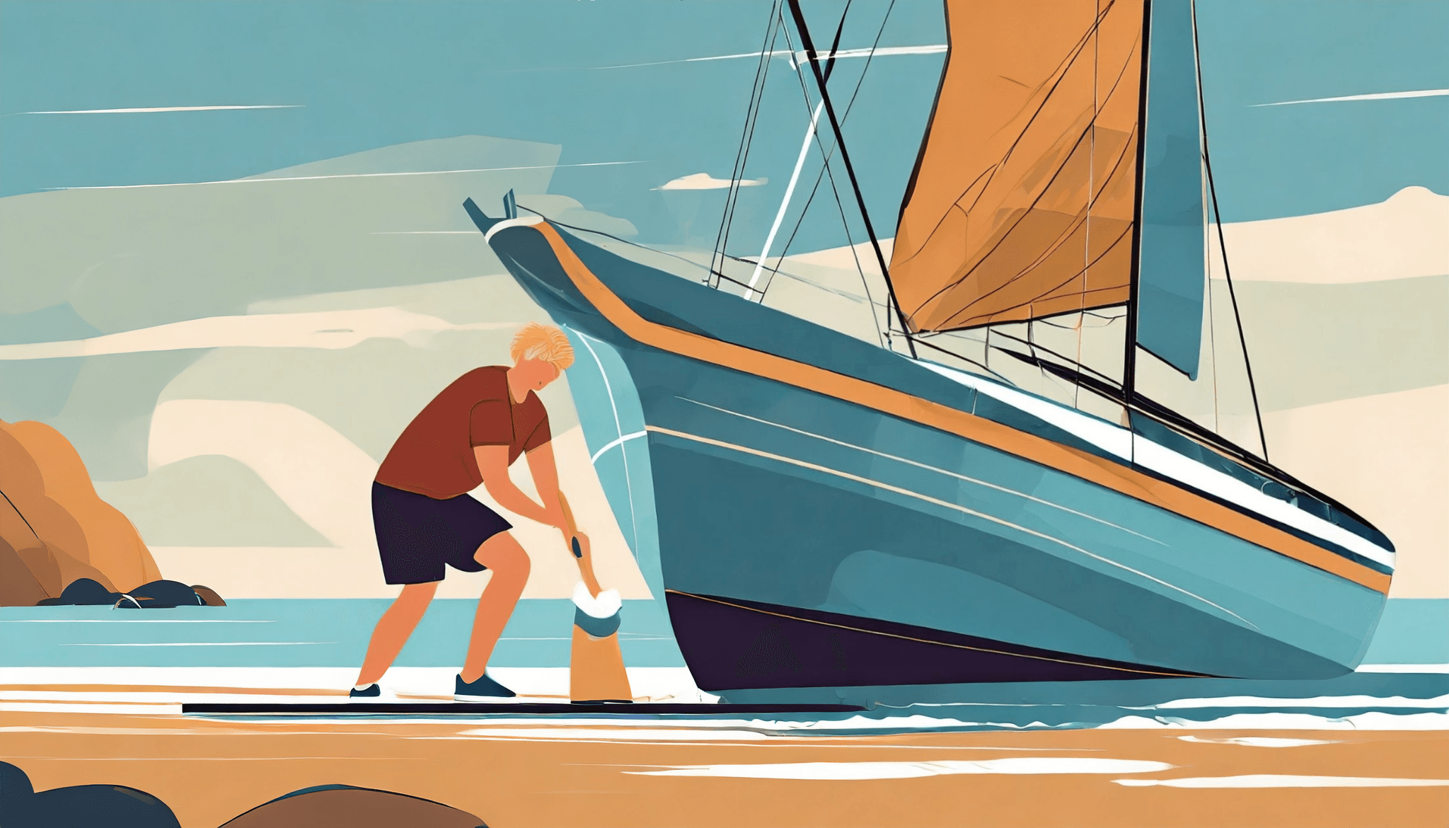 Man who is cleaning his boat