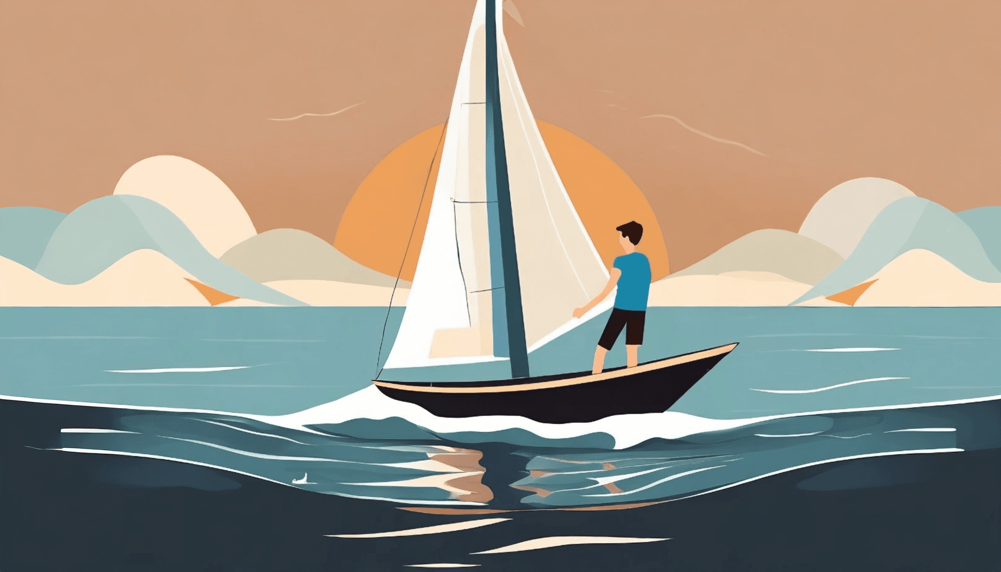 Man standing on a sailing yacht